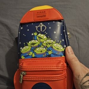 Pixar Loungefly Toy Story Alien Mini Backpack - Navy & Green with Red Accents